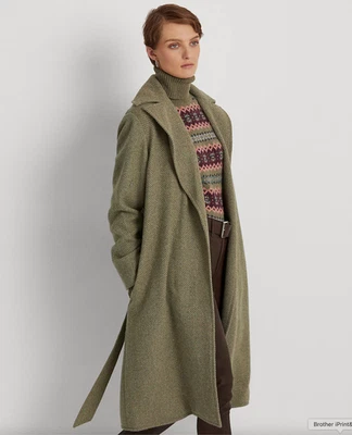 Lauren Ralph Lauren Women Truffle Wool Tweed Wrap Coat Size 18W NWT 545$+TAX - Image 1 of 4