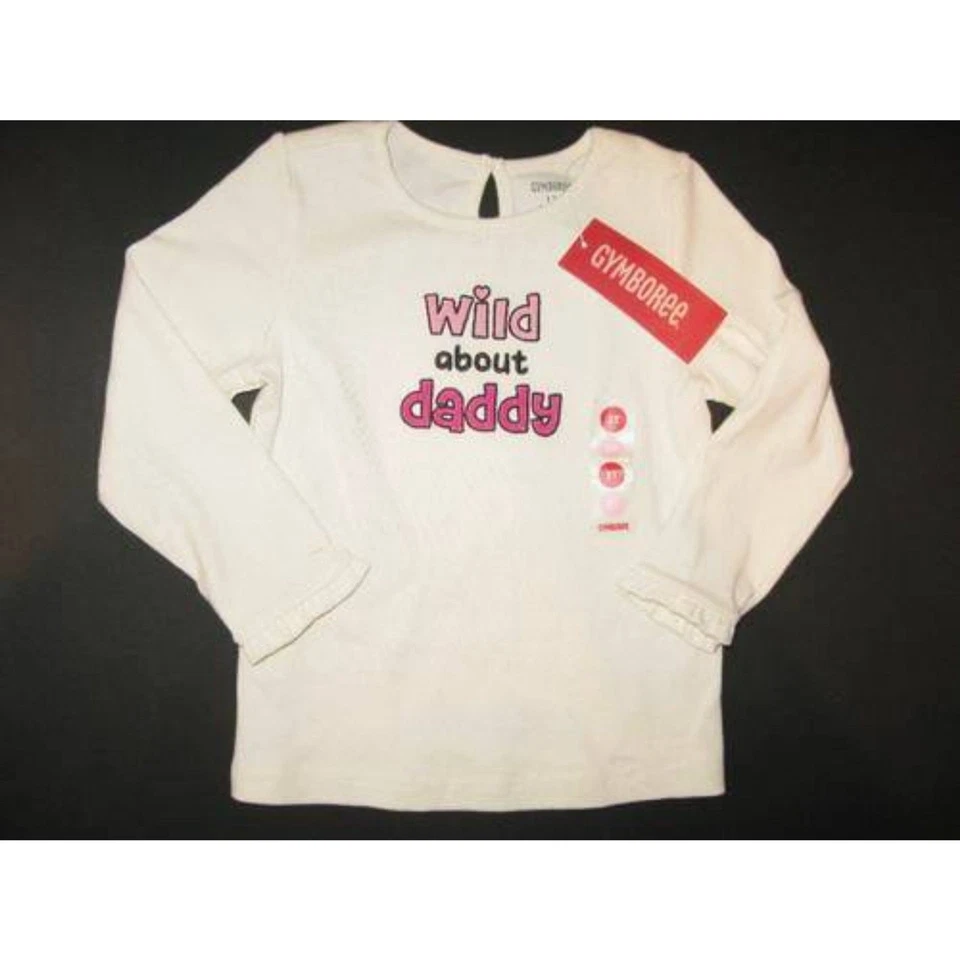 Gymboree Marfil Wild One About Daddy Manga Larga Top Camisa Camiseta Rosa Negro 4T 4 Foto 1 de 1