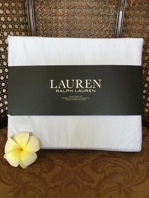 Juego de sábanas LAUREN RALPH LAUREN a rayas azul claro y blanco Queen algodón NUEVO Foto 1 de 4