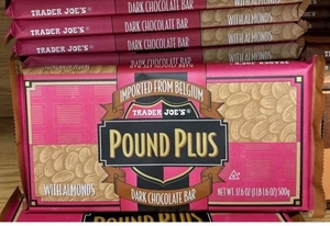 1 HUGE PACK TRADER JOE'S Pound Plus DARK CHOCOLATE with Almonds 17.6 oz - Picture 1 of 1