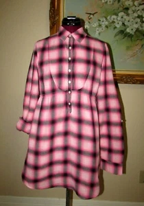 VICTORIA'S SECRET PINK SZ M PINK SOFT COTTON PLAID ROLL TAB BUTTON FRT DRESS/TOP - Picture 1 of 11