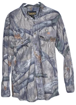Rocky Mossy Oak BreakUp Camo Scent IQ Atomic Long Sleeve ButtonUp Shirt Size M - Image 1 of 4