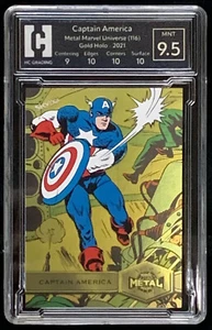 2021 Marvel Metal Universe Spider-Man Captain America Gold #116 9.5 Mint HCGS - Bild 1 von 2