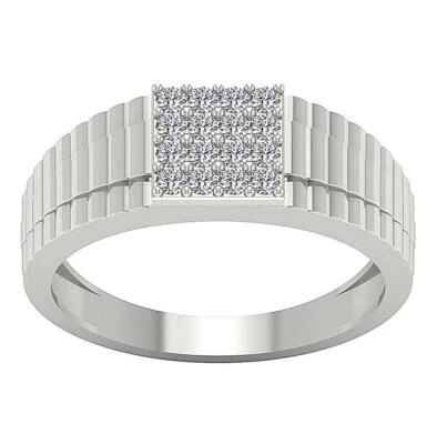 Anillo de aniversario para hombre I1 G 0,55 quilates diamante redondo natural 14 quilates valoración de oro macizo Foto 1 de 4
