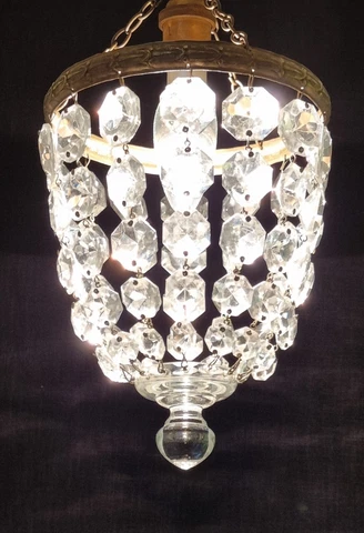 ANTIQUE CRYSTAL GLASS BAG CHANDELIER PENDANT CEILING LIGHT CRYSTAL GLASS LUSTRES Cover