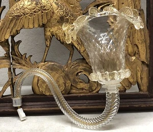 Clear w Gold Specks Murano Glass Replacement Chandelier Arm w/ Ruffled Edges L1 - Picture 1 of 24