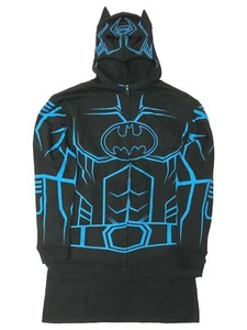 Batman Boys Black & Blue Hoodie Cosplay Zip Front Caped Sweatshirt XL (14-16) - Picture 1 of 2
