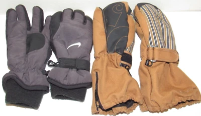 Carhartt Boys XL Insulated Mittens Brown Stripe + Nike Youth Black Winter Gloves - Image 1 of 4
