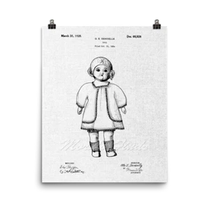 Doll 1924 Vintage Toy Patent Art Print Poster, 8x10 or 16x20 - Picture 1 of 4