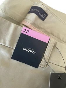 M&S Ladies Cotton Chino Shorts Bermuda Knee Stretch Golf Summer Marks Spencer 22 - Picture 1 of 7
