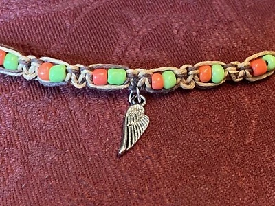 One Of A Kind-camo,handcrafted,unisex,tan, brown, orange, green, Wing Charm - Image 1 of 4