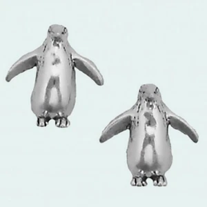 Penguin Earrings Sterling Silver Posts Studs Tiny Mini - Picture 1 of 4