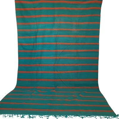 Alfombra de lana marroquí hecha a mano vintage verde naranja verde azulado flecos alfombra rústica Foto 1 de 4