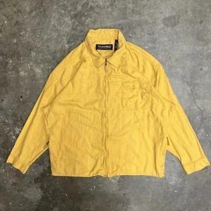 Vintage Pelle Pelle Marc Buchanan Yellow Linen Full Zip Cargo Jacket Size XL - Picture 1 of 9