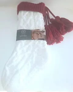 Martha Stewart Set of Two Holiday Knitted Stockings White and Red NWT - Picture 1 of 12