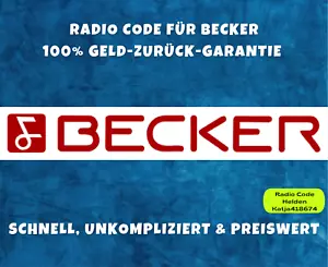 Becker Radio Code / Key Code Harman Mercedes Benz Porsche Ferrari Alpine - Bild 1 von 3