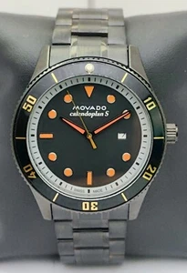 Luxury MOVADO Quartz Men Black Dial With Date Rotating Bezel Wristwatch - Picture 1 of 7
