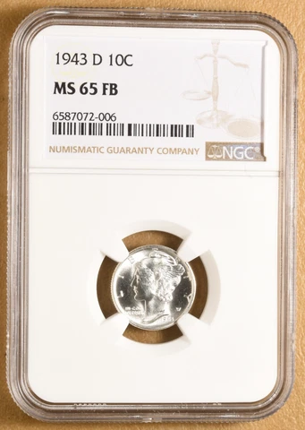 1943 D Mercury Dime NGC MS65FB Cover