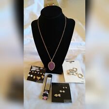 Fashion Jewelry Gold Purple Silver Tones Ring Earrings NecklaceSet Holiday Gift 