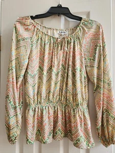 Vintage 1970s Lady Manhattan Peasant Top Blouse Shirt Size 10 Boho Tie Front VTG - Picture 1 of 5