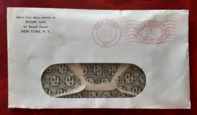 US 1939 N.Y. Used 2c Meter Envelope CA1.B-3 with Surcharge Permit No 8071 3119 - Image 1 of 2