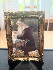 MERRY CHRISTMAS SANTA IN A BROWN SUIT SITTING WITH NAUGHTY AND NICE LIST - Picture 1 of 7