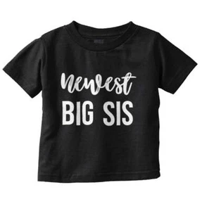 Newest Big Sis Older Sister Cute Birthday Girls Toddler Kids Youth T Shirt - Picture 1 of 11