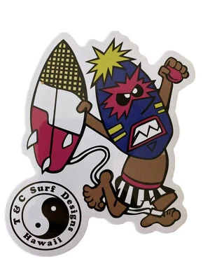 TOWN & COUNTRY HAWAII T&C Stickers Town Country Surfboards T&C TIKI Guy Surfing STICKER Da Boys Ape LA