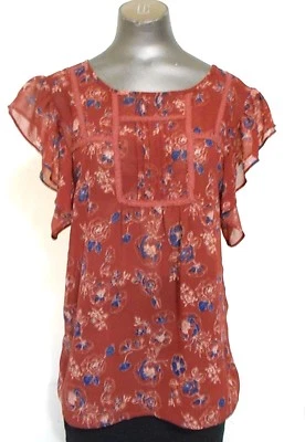 Basura Mujer Talla Mediana Rosa Floral Volantes Manga Gorra Top Cabrichoso Núcleo Romántico Foto 1 de 4