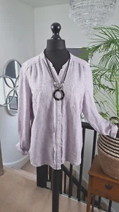 M&S Ladies casual linen blouse shirt tunic top PLUS size 18 20 XL womens button - Picture 1 of 7