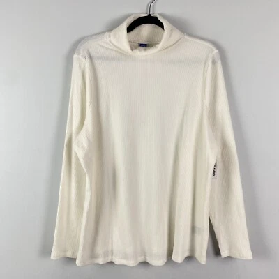 Blusa de pelúcia Old Navy gola alta tamanho 3X sal marinho marfim manga longa - Imagem 1 de 4