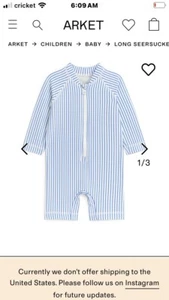 Zara Kleinkinder Jungen blau/weiß gestreifter Seersucker Badeanzug - Bild 1 von 7