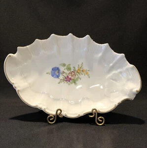 Plato concha floral de porcelana pintado a mano Hochst nuevo - Imagen 1 de 7