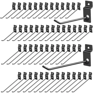 Moxweyeni 100 Pack Slatwall Hooks Panel Display Hooks Slat Board Peg Accessories - Picture 1 of 12