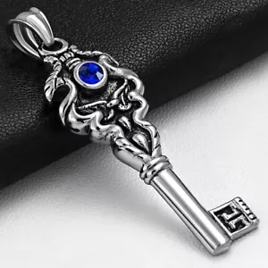 Colgante Hombre Llave Biker Esqueleto Strass Azul - Imagen 1 de 1