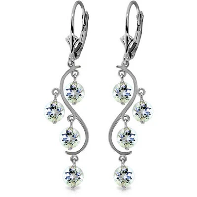 4.5 Carat 14K Solid White Gold Vanilla Love Aquamarine Earrings - Image 1 of 4