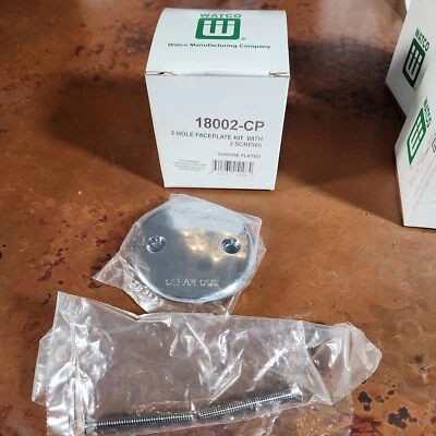 Two-Hole Tub Overflow Plate with Screws, Chrome Plated Watco 18002-CP - Image 1 of 4