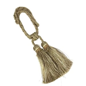 Quastenvorhang Raffhalter Gold Metallic Perlen Doppelquasten * - Bild 1 von 5