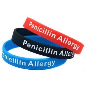 4x Medical Alert ID Penicillin Allergy Silicone Bracelets Awareness Wristbands - Picture 1 of 11