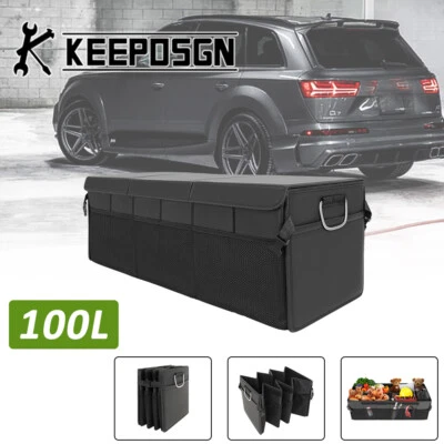For Audi Leather SUV Car Rear Trunk Storage Box Organizer Large Bag Collapsible Foto 1 de 4