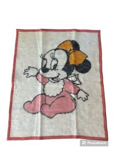 Vintage Biederlack Disney 1984 Baby Minnie Mouse Fleece Blanket