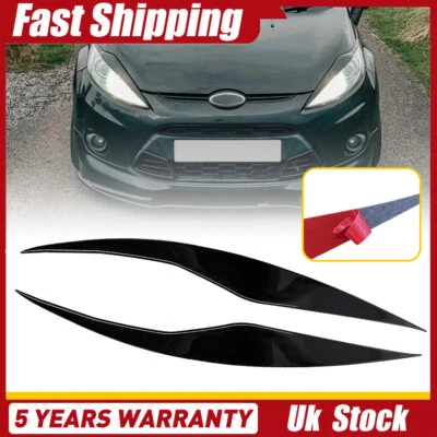 AUXITO For Ford Fiesta MK7 MK7.5 2008-2012 Black Headlight Eyebrows Eyelid Cover Lids