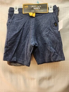 LEE boys 2 Pk Shorts Size 5 Pull On Comfy Drawstring Blue Gray School Everyday - Picture 1 of 7