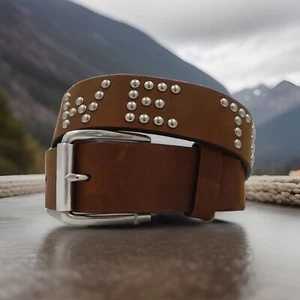 Brighton IN GOD WE TRUST Leather Belt Size 34 NWT M70569 - Picture 1 of 9