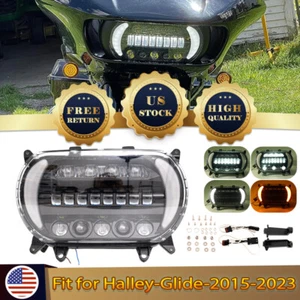 Fit For Harley Road Glide FLTR FLTRX FLTRXS FLTRU 2015-2023 LED DRL Headlight BI - Picture 1 of 12