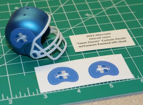 2023 Detroit Lions ALTERNATE DIECUT decals & CUSTOM OPI Football Gumball Helmets Cover