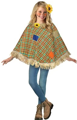 Poncho a Cuadros Dulce Girasol Oz Granja Espantapájaros Capa Halloween Niña Disfraz Foto 1 de 2