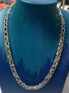 Ladies Sterling Silver And Semi Precious Stone Necklace