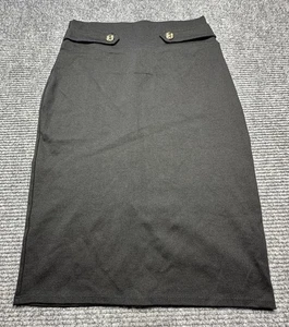 Hybrid Company Skirt Womens Large Black Pencil High Waist Stretch Made USA Slit - Picture 1 of 8