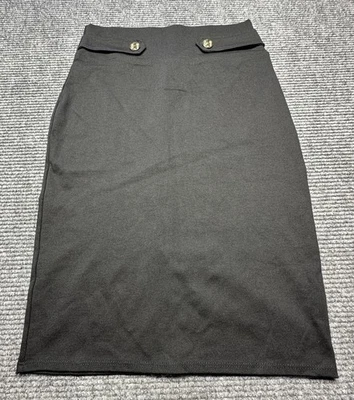 Hybrid Company Skirt Womens Large Black Pencil High Waist Stretch Made USA Slit - Image 1 of 4